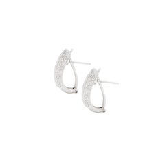Diamond and 18 Carat White Gold Three-Row Lever-Back Half Hoop Earrings