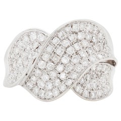 Diamond and 18 Carat White Gold Wave Cluster Dress Ring