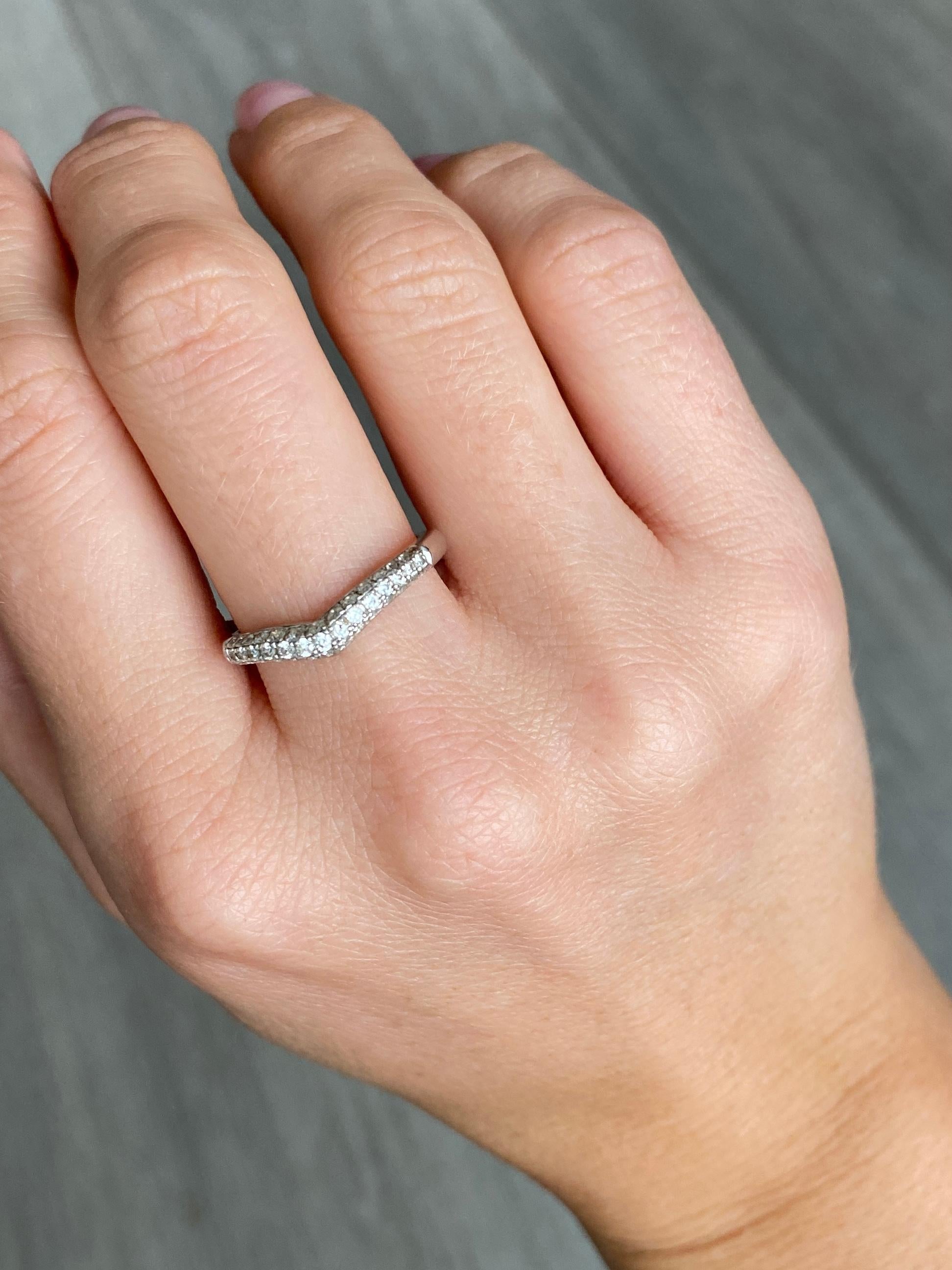 Modern Diamond and 18 Carat White Gold Wave Ring