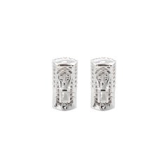 Diamond and 18 Carat White Gold Wide Lever-Back Earrings