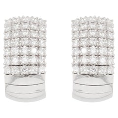 Diamond and 18 Carat White Gold Wide Lever-Back Earrings