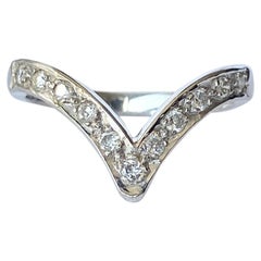 Diamant und 18 Karat Weißgold Wishbone Ring