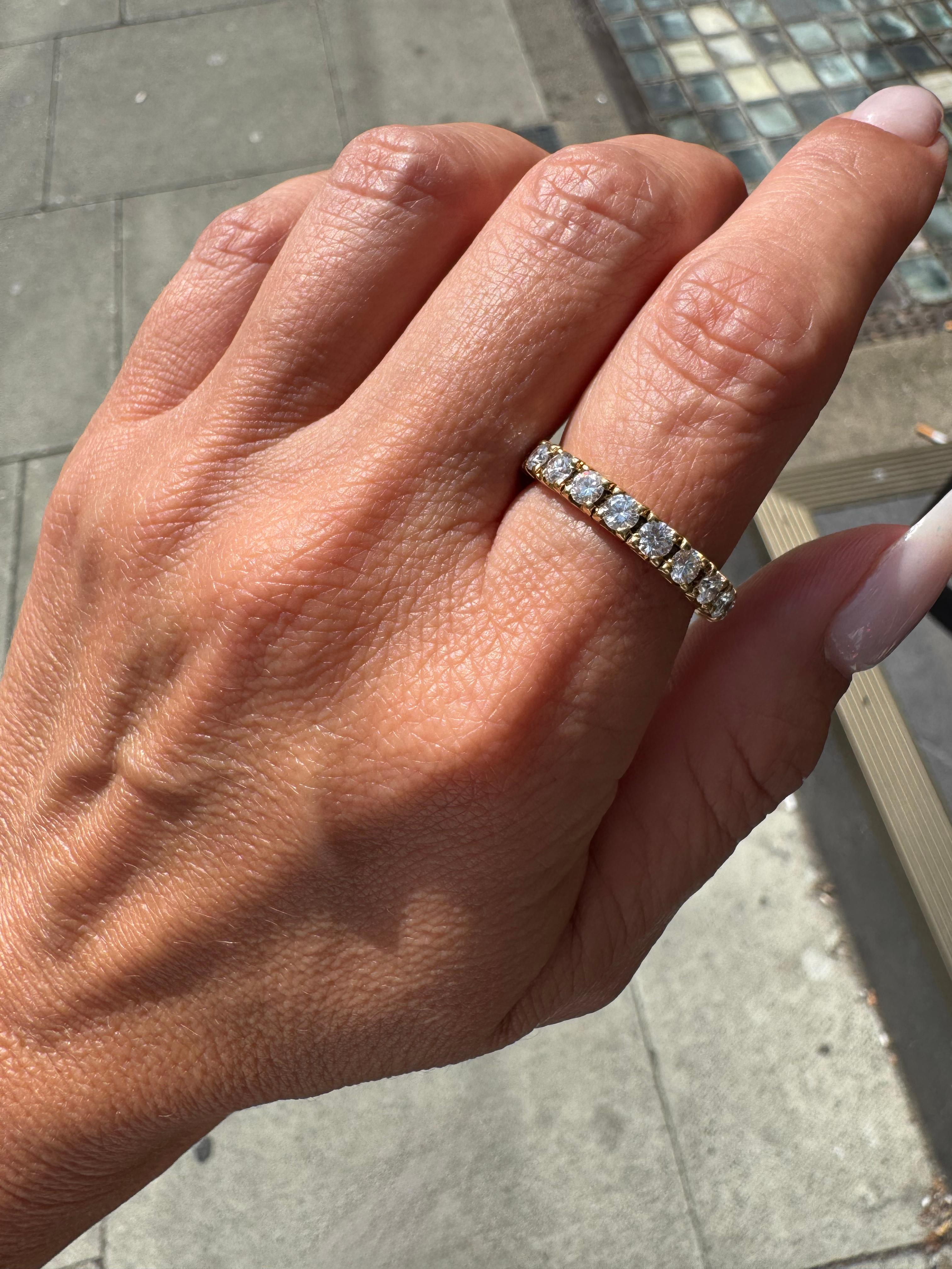 Femenino o masculino Anillo Eternity Stacking de Diamantes y Oro Amarillo de 18 Quilates en venta