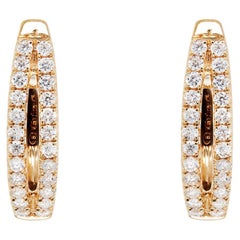 Diamond and 18 Carat Yellow Gold Split Oval Huggie Hoop Earrings