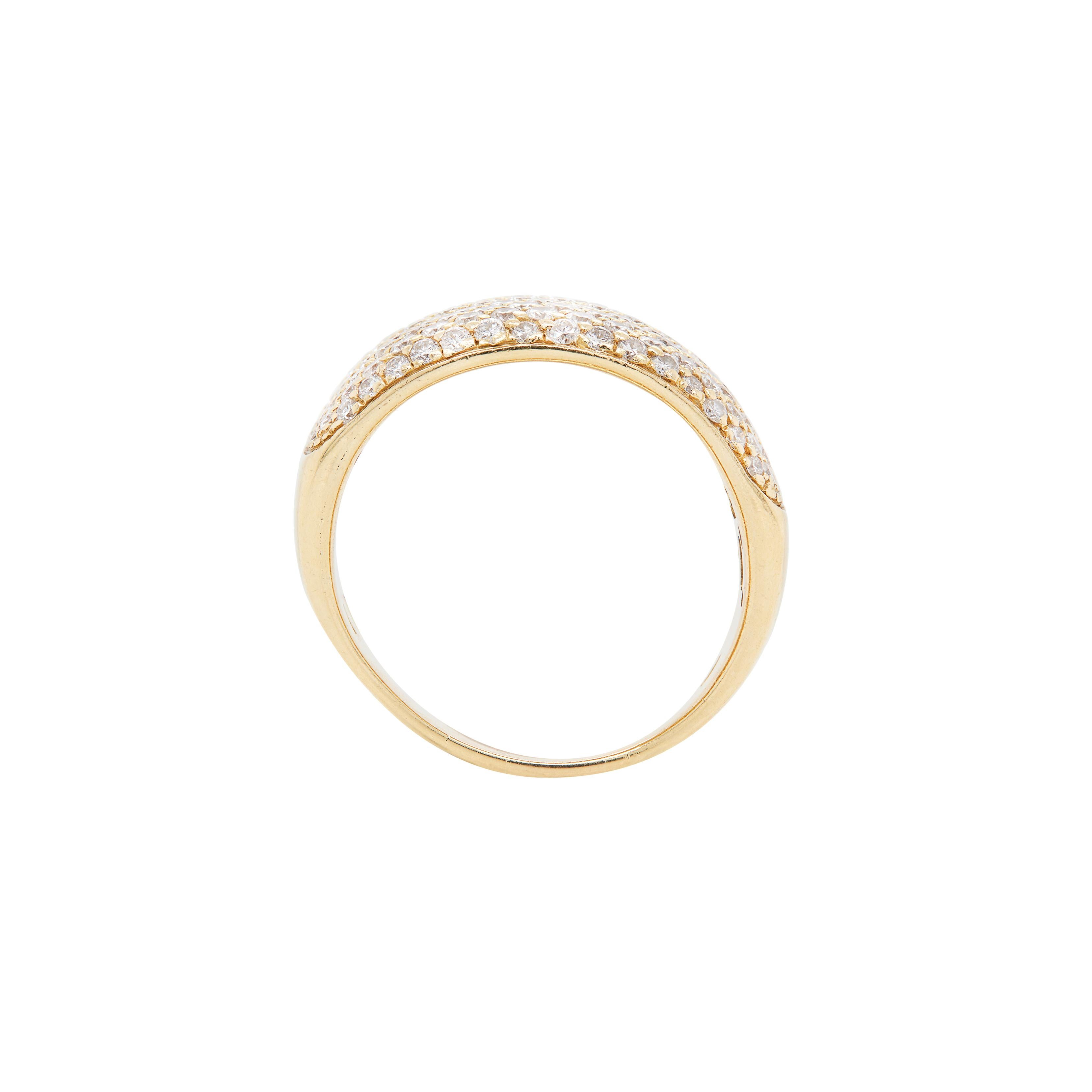 Brilliant Cut Diamond and 18 Carat Yellow Gold Tapered Wide Band Dress Ring For Sale