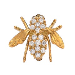Diamond and 18 Karat Gold Bee Brooch
