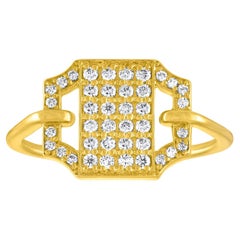Diamond and 18 Karat Gold Deco Inspired Geometric Ring