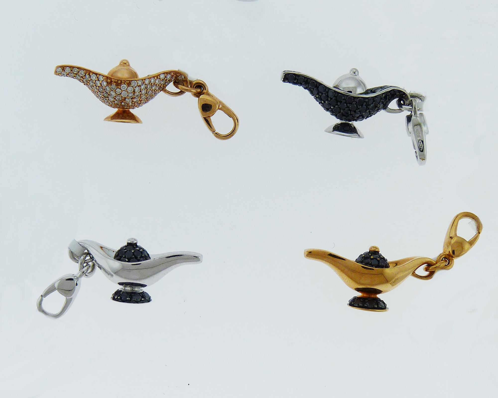 Crivelli Diamond 18 Karat Gold Lamp Charms In New Condition For Sale In New York, NY