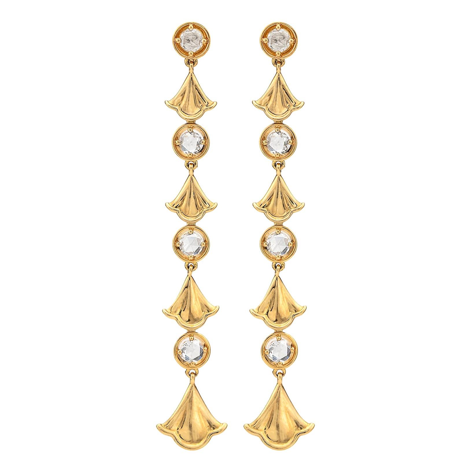 Diamond and 18 Karat Gold Pendant Earrings by Marina B.