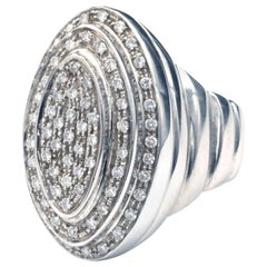 Large 18-Karat White Gold and Diamond Dome Ring