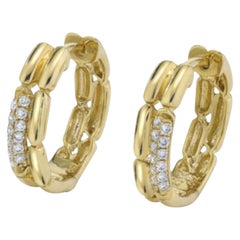 .12 ct. t.w. Double Row Diamond and 18k Yellow Gold Clip Back Hoop Earrings