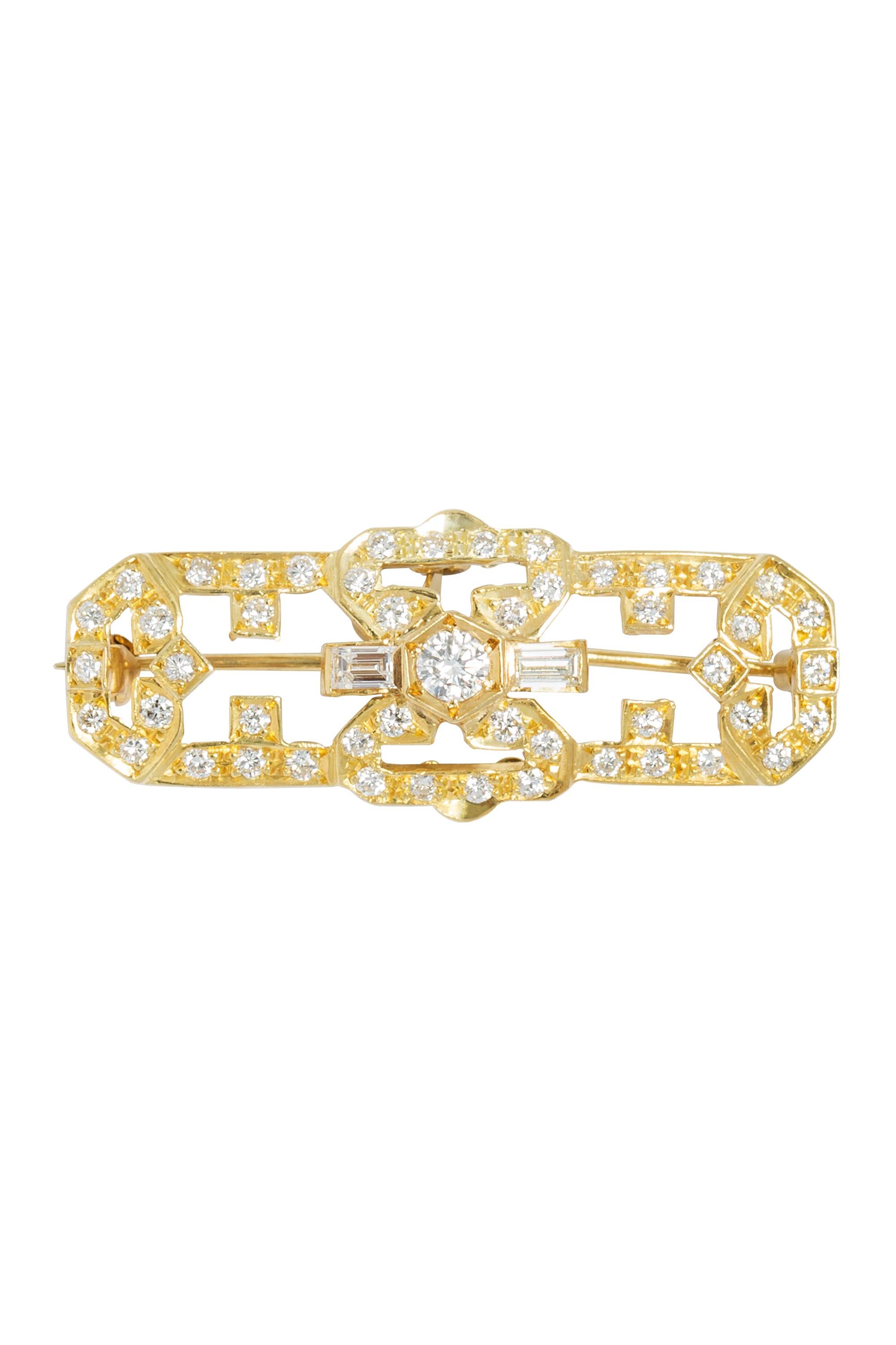 Diamond and 18 Karat Yellow Gold Convertible Brooch In Excellent Condition For Sale In beverly hills, CA