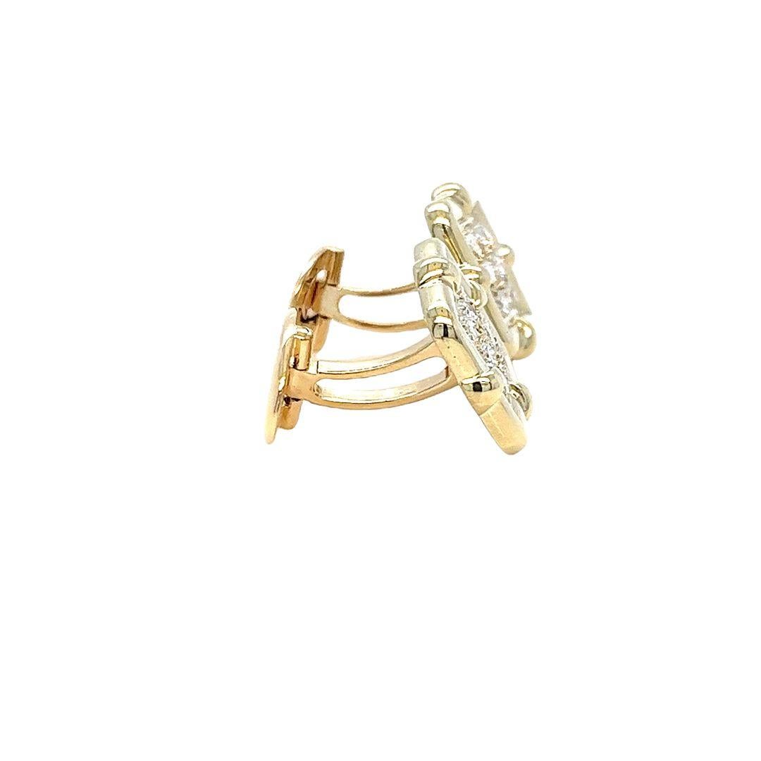 Gemelos de diamantes y oro amarillo de 18 quilates Corte redondo en venta