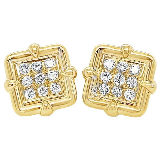 Gemelos de diamantes y oro amarillo de 18 quilates