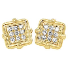 Boutons de manchette en or jaune 18 carats et diamants
