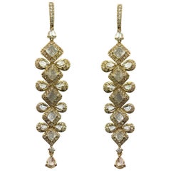 Diamond and 18 Karat Yellow Gold Dangling Earrings