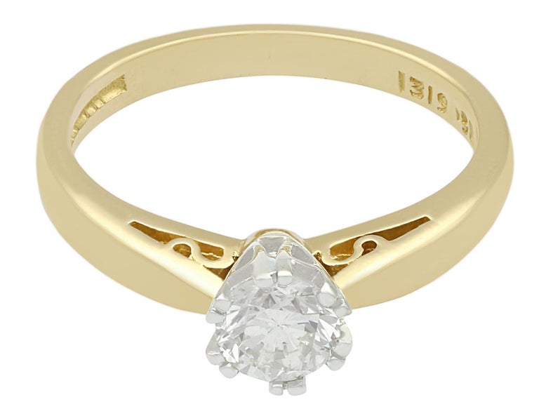 Vintage 1994 Diamond and Yellow Gold Solitaire Engagement Ring For Sale