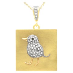Diamond and 18ct Yellow Gold Bird Pendant - Antique circa 1920s