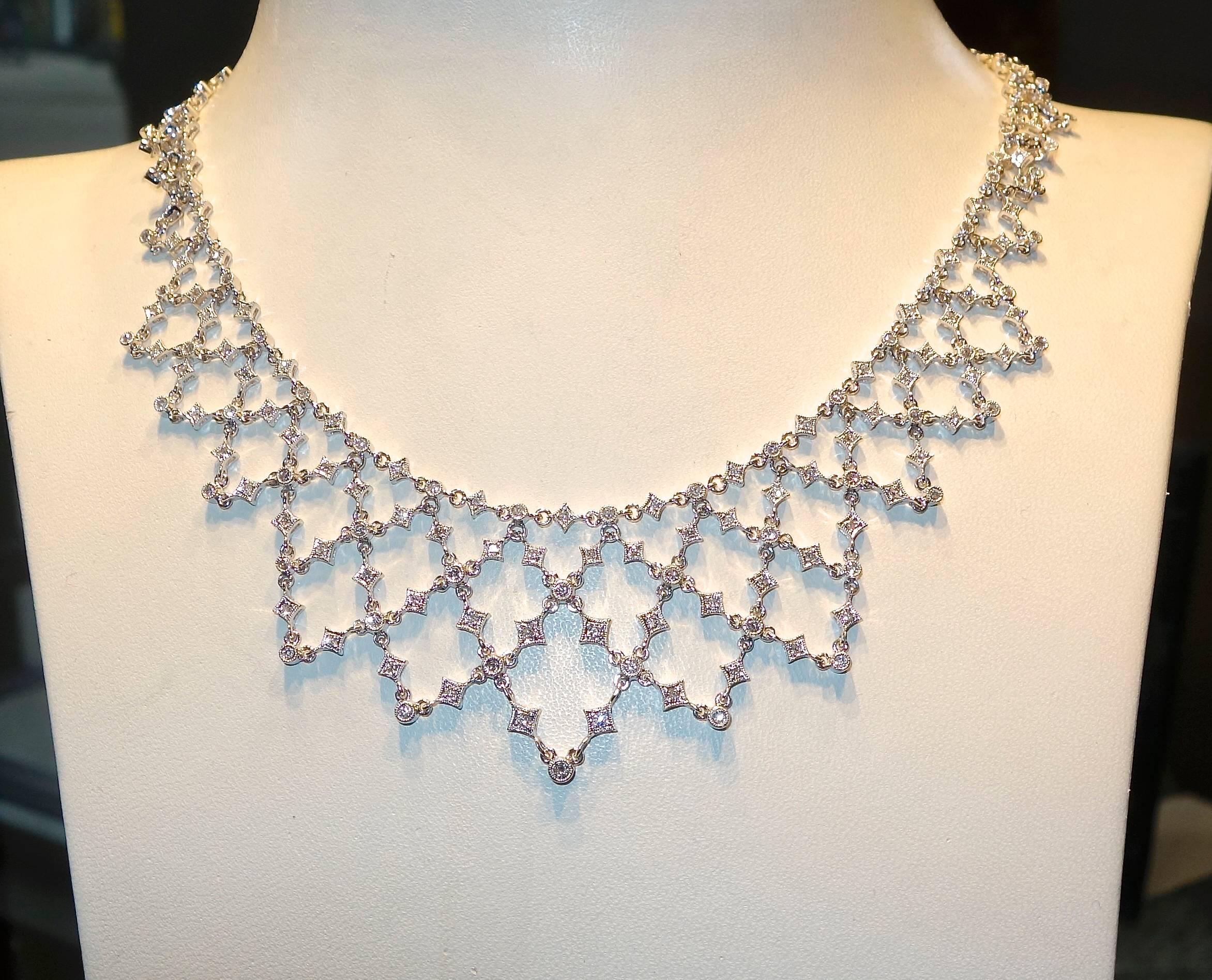 Contemporary Diamond and 18 Karat Fine Necklace