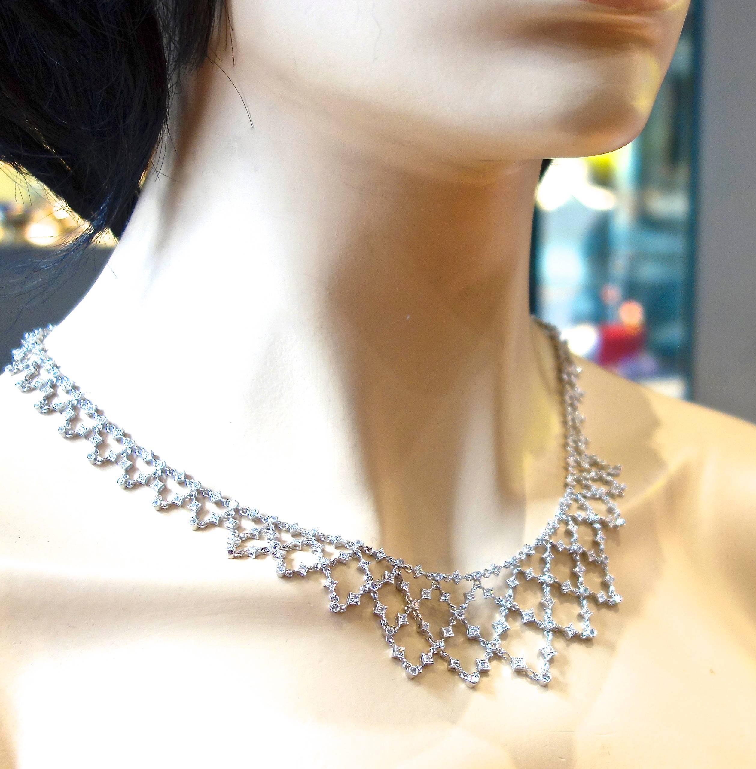 Diamond and 18 Karat Fine Necklace In Excellent Condition In Aspen, CO