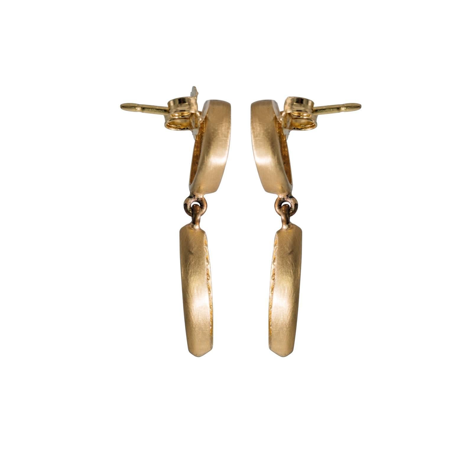 Diamant-Ohrringe, Tropfen, 18 Karat Gelbgold, Moderne Bio im Zustand „Hervorragend“ im Angebot in Berkeley, CA