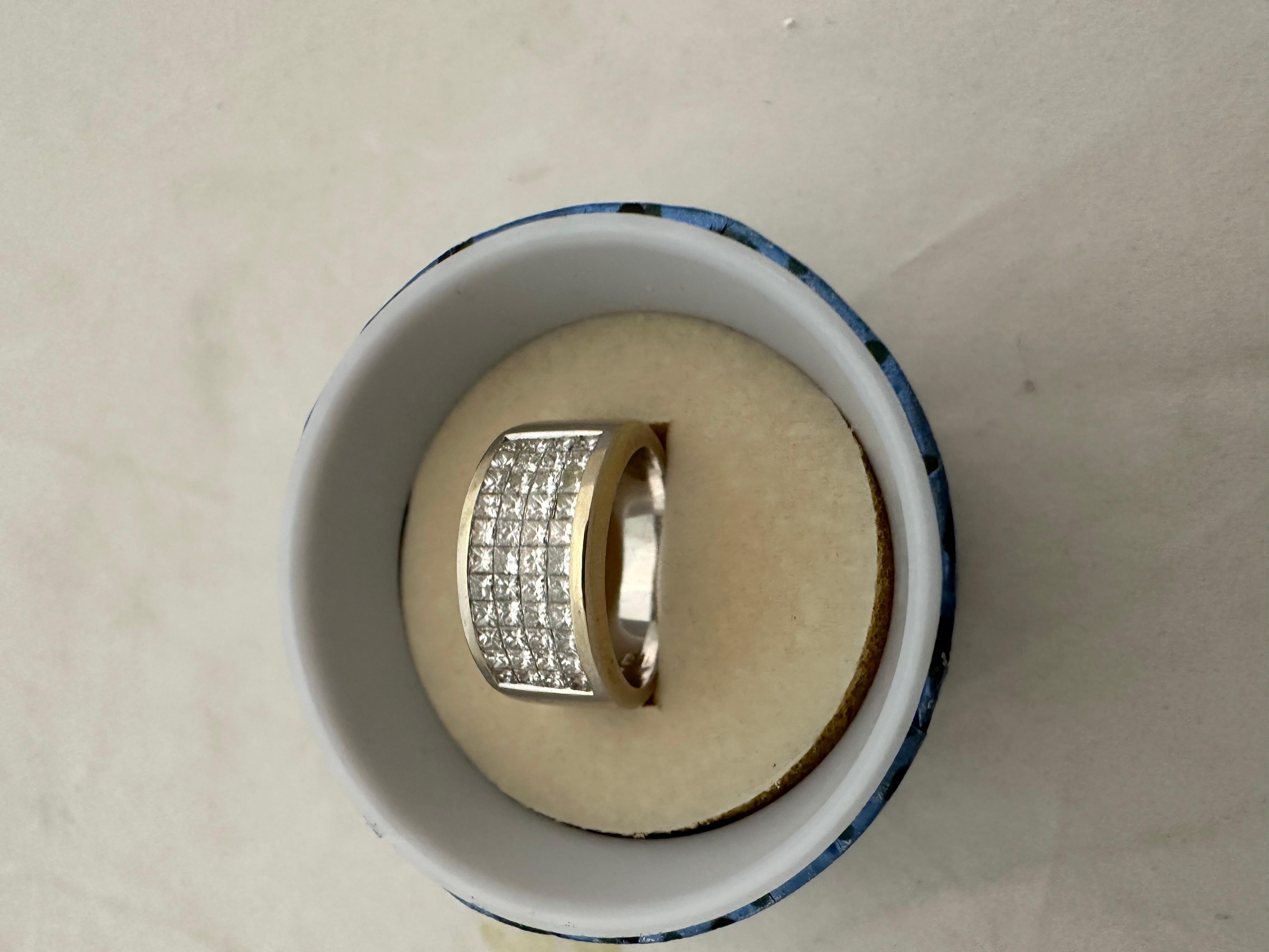 American Diamond and 18K Gold Band For Sale