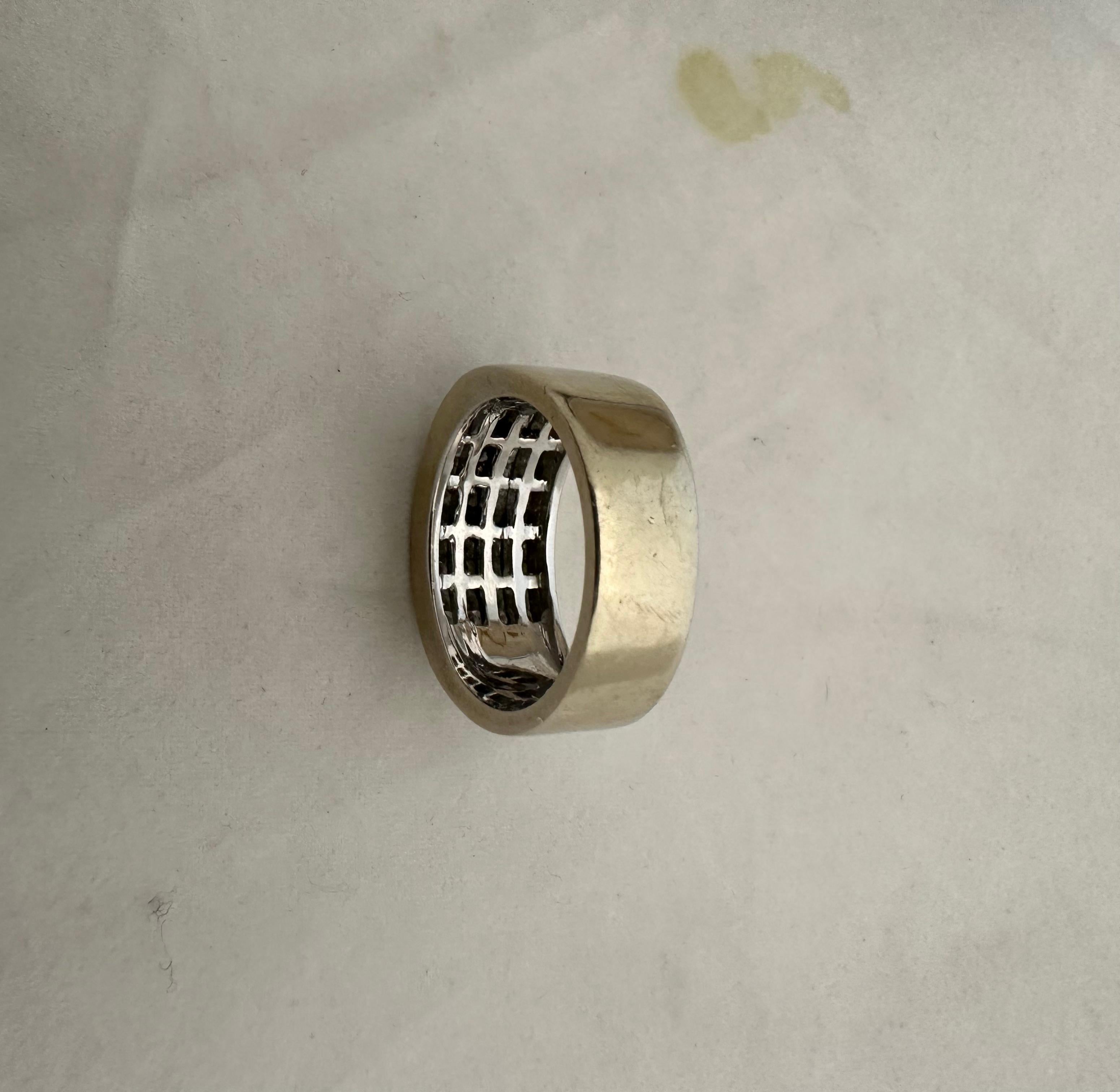 Faceted Diamond and 18K Gold Band For Sale