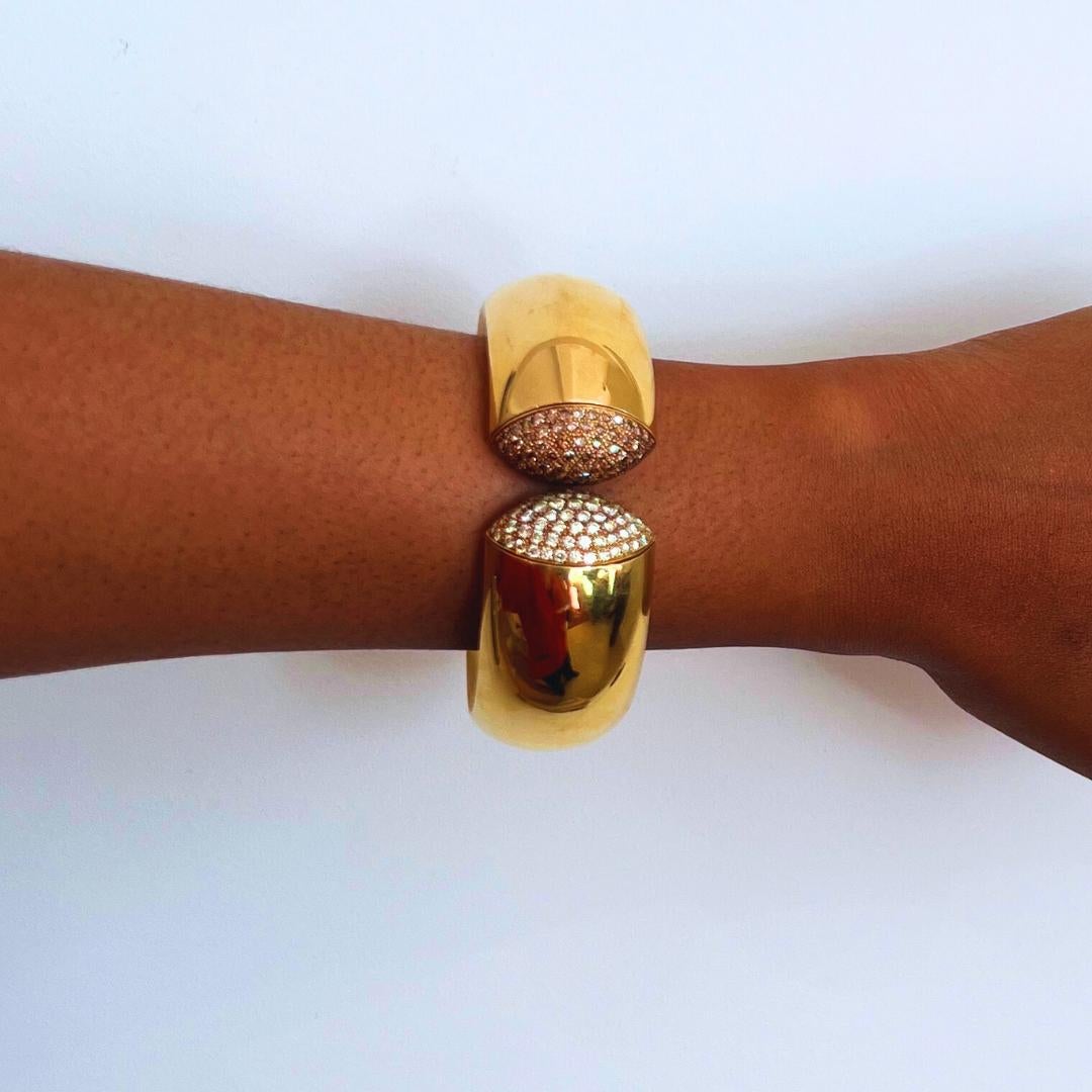 Taglio rotondo Bracciale con diamanti e oro 18 carati  Bracciale in vendita