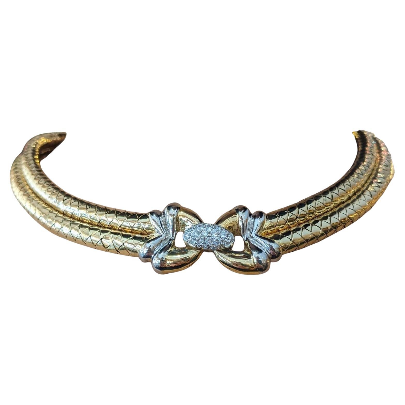 Diamond and 18k Gold Choker Necklace by Italian Maker Citra