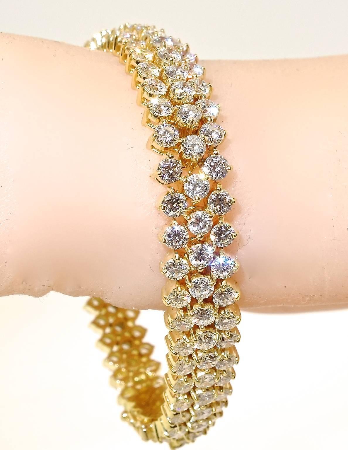 Women's or Men's Diamond Gold Flexible Bracelet