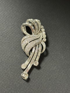 Diamond and 18k White Gold Brooch