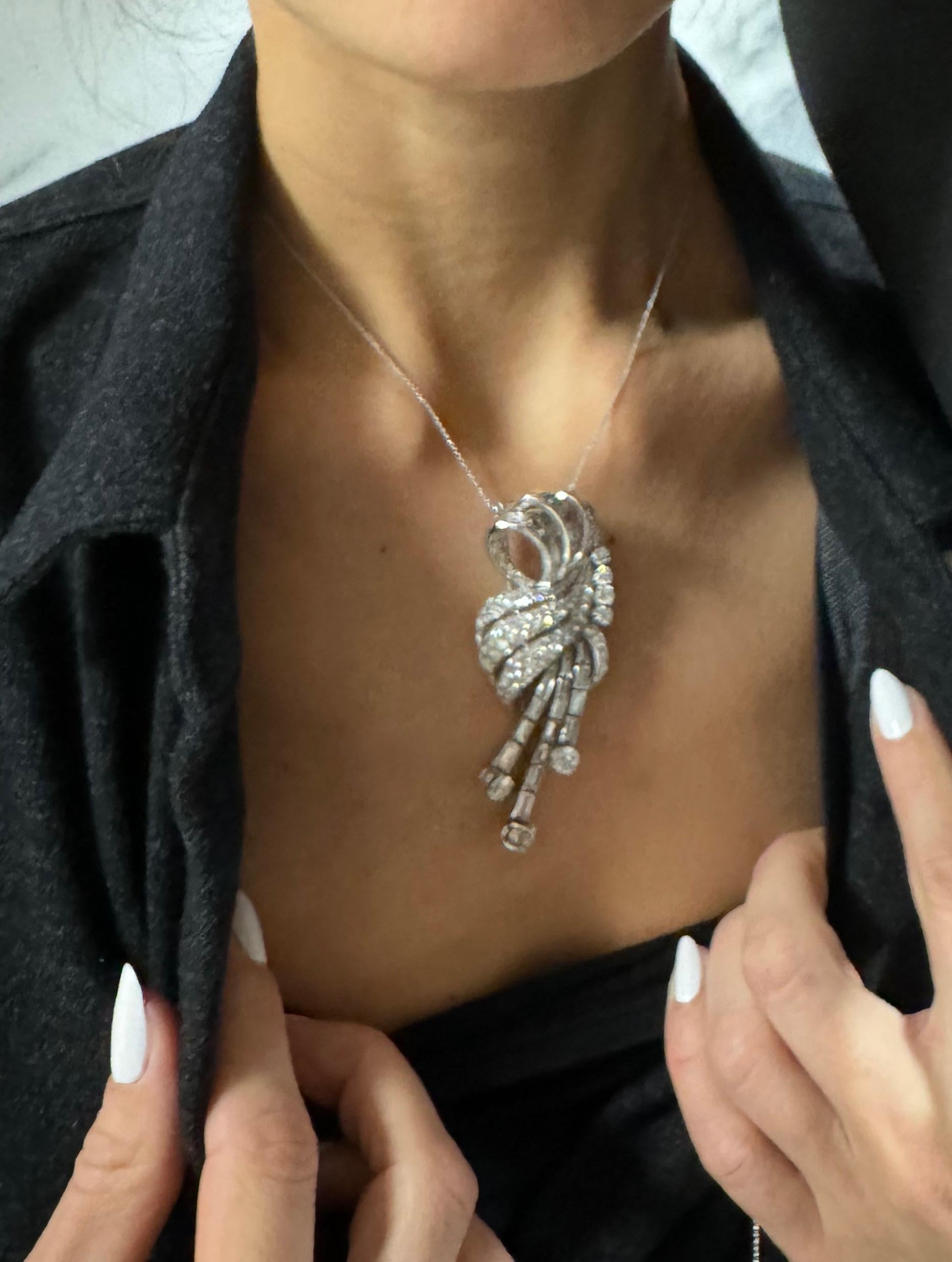 Diamond and 18k White Gold Brooch For Sale 2