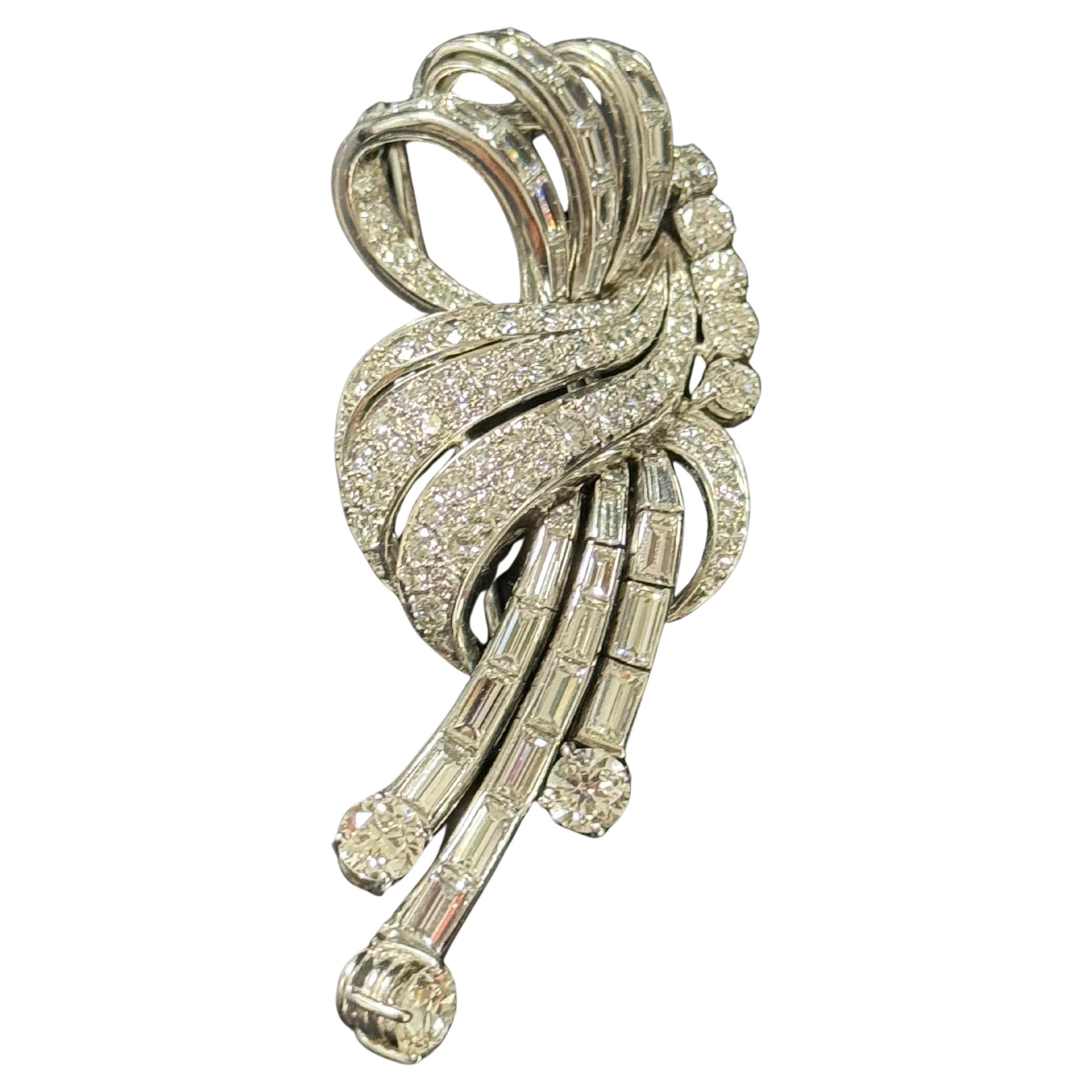 Diamond and 18k White Gold Brooch