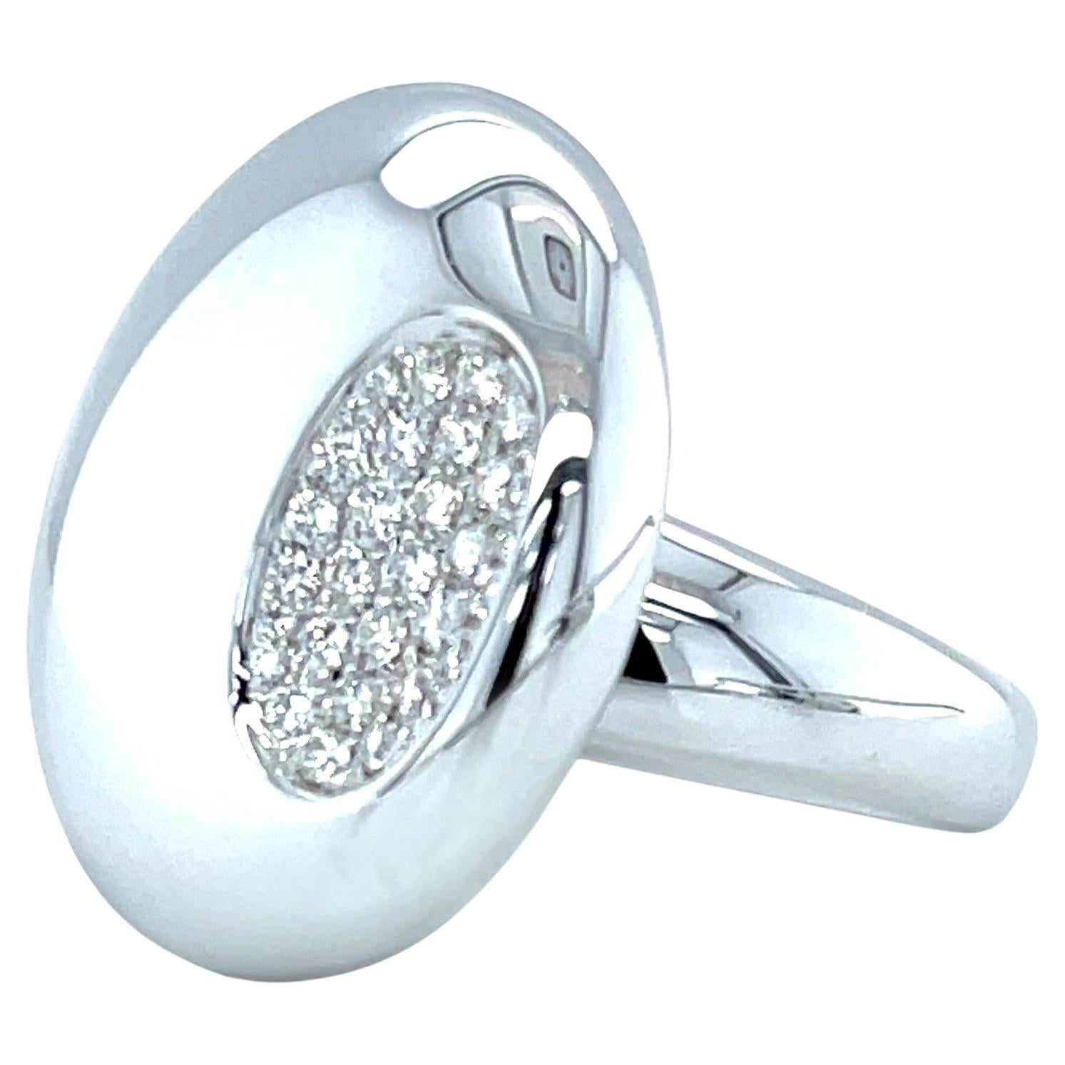 Diamond and 18k White Gold Dome Ring  For Sale