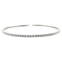 Diamond and 18k White Gold Flexible Cuff Bracelet, 1.30 Carats Total Weight