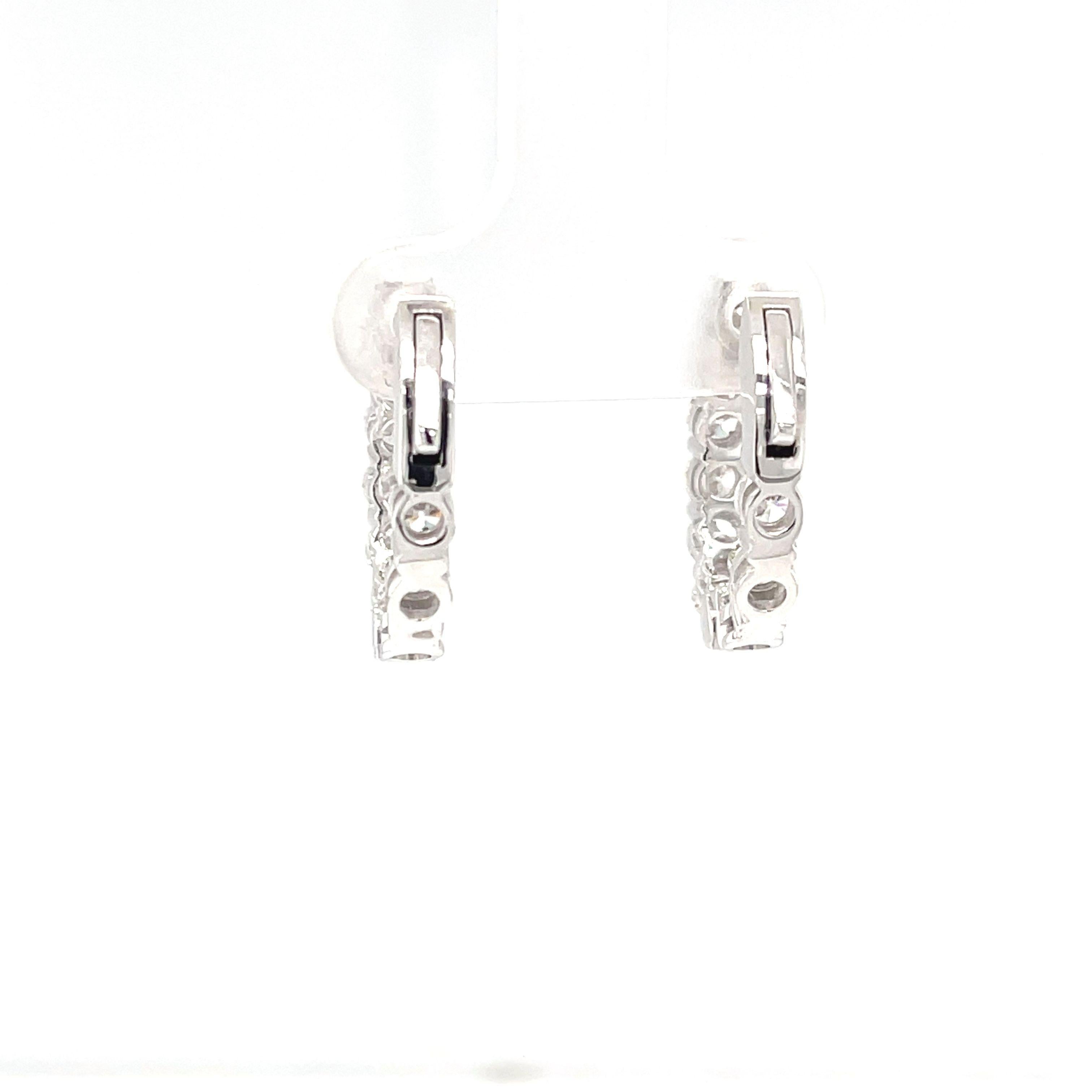 Diamond and 18k White Gold Hoop Earrings, 2.31 Carats Total For Sale 4
