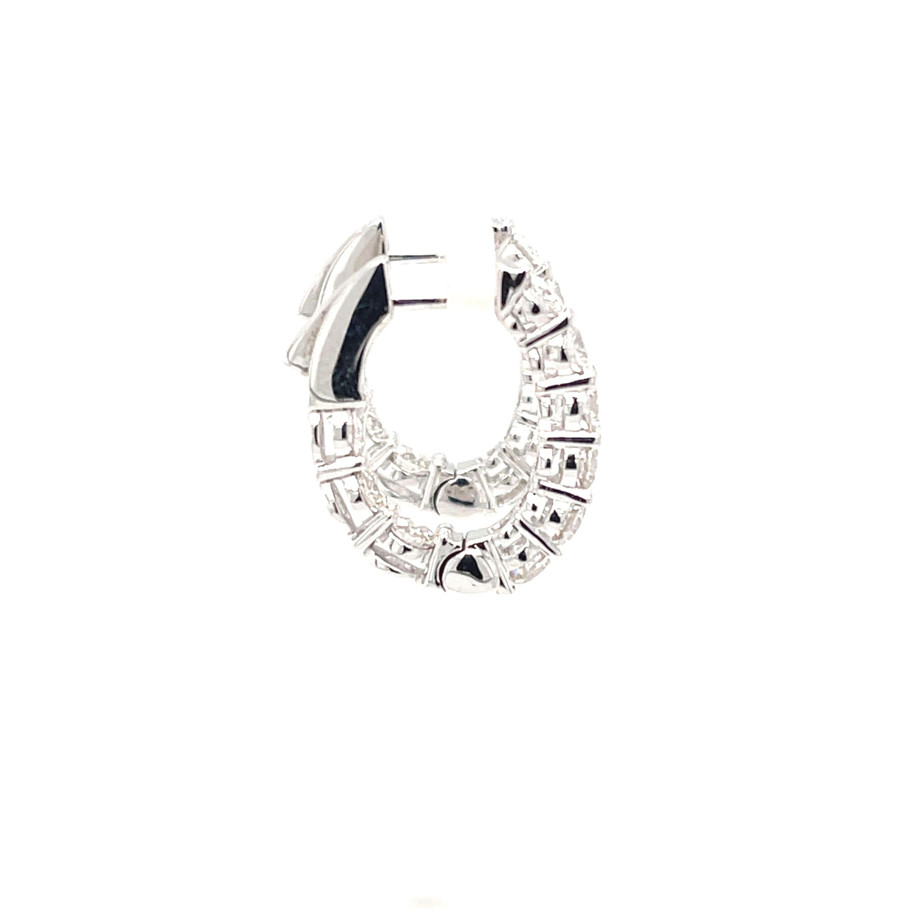 Diamond and 18k White Gold Hoop Earrings, 2.31 Carats Total For Sale 5