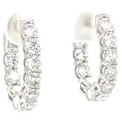 Diamond and 18k White Gold Hoop Earrings, 2.31 Carats Total