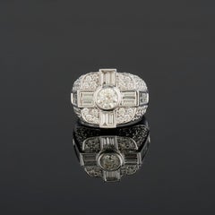 Unisex-Cocktailring mit Diamant und 18 Karat Weißgold