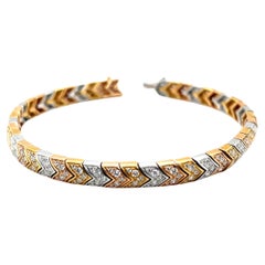 Bracciale con diamanti e oro bianco, giallo e rosa 18 carati, 2,43 carati totali