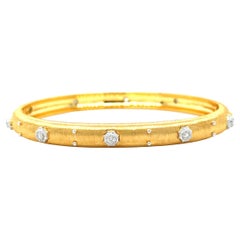 Diamond and 18k Yellow and White Gold Satin Finish Bangle Bracelet 