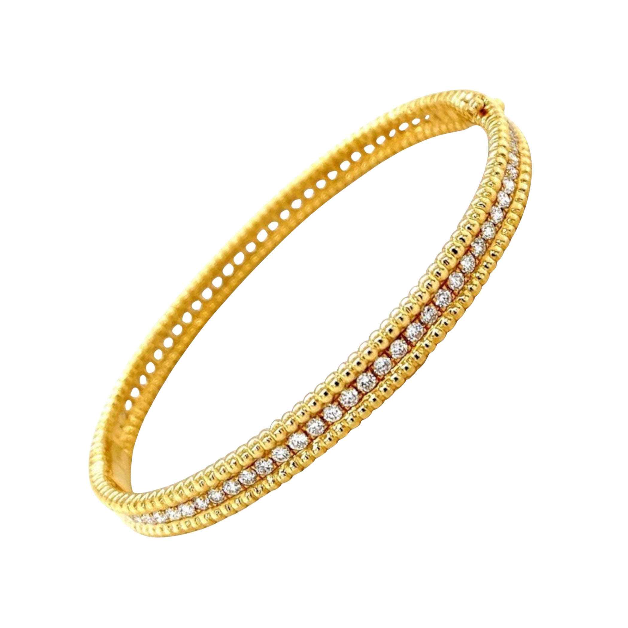 Diamond and 18k Yellow Gold Bangle Bracelet, 1.95 Carats Total