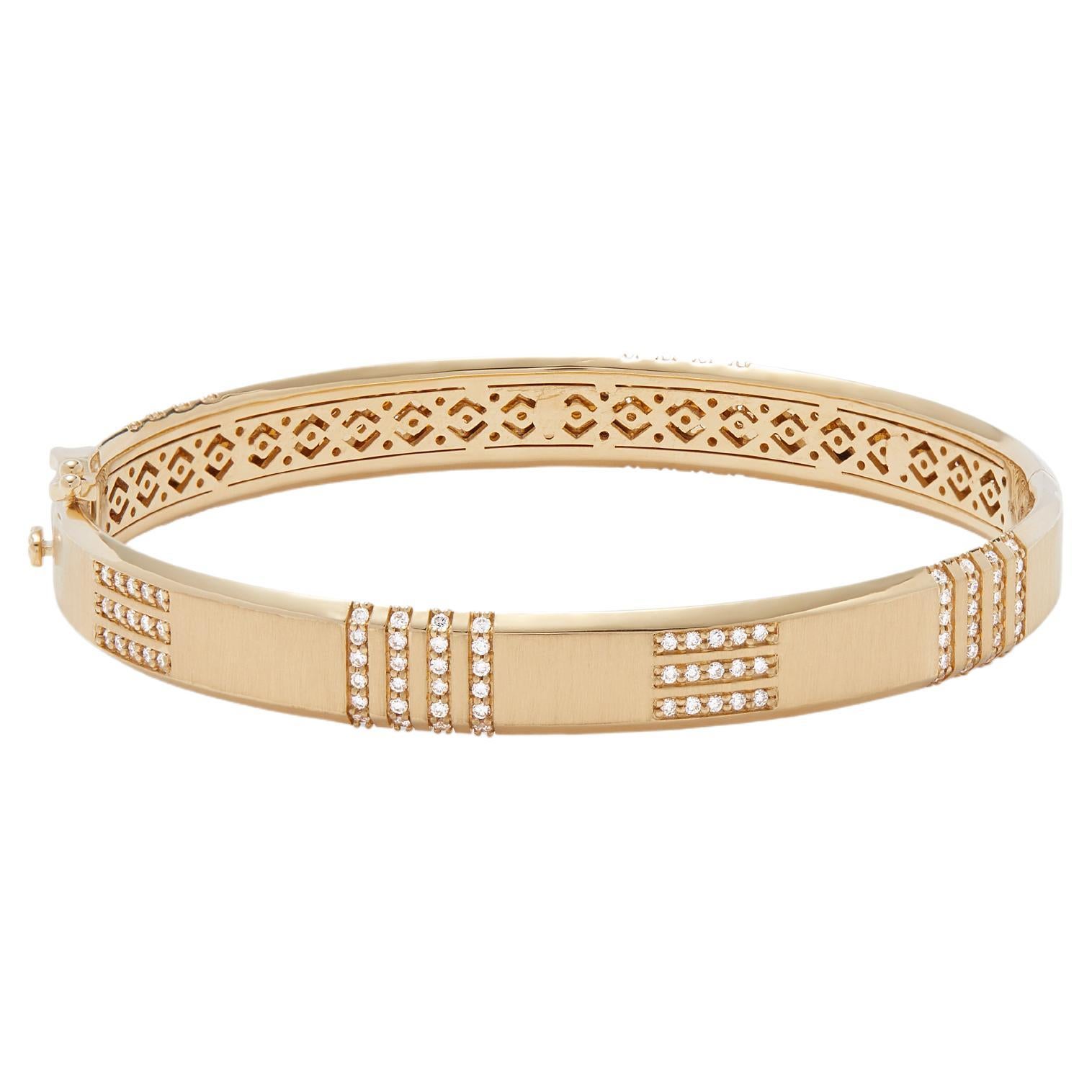 Heart The Stones by Halle Millien Diamond and 18K Yellow Gold Bangle Bracelet For Sale
