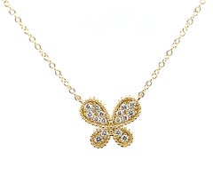 Diamond and 18k Yellow Gold Butterfly Necklace