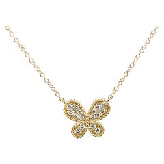 Diamond and 18k Yellow Gold Butterfly Necklace