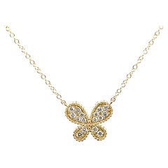 Diamond and 18k Yellow Gold Butterfly Necklace