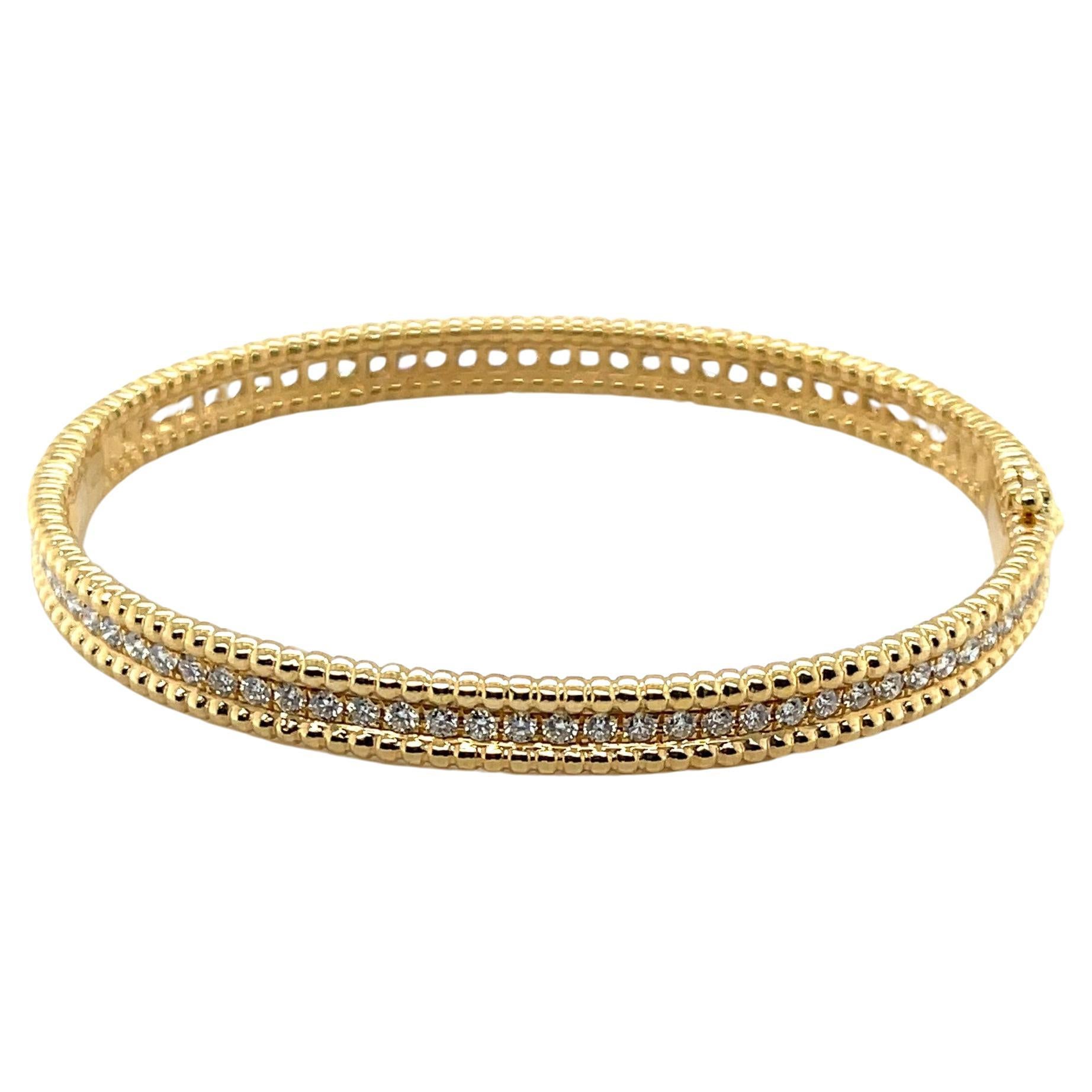 Pulsera brazalete con bisagra de diamantes y oro amarillo de 18k, 1,95 quilates en total