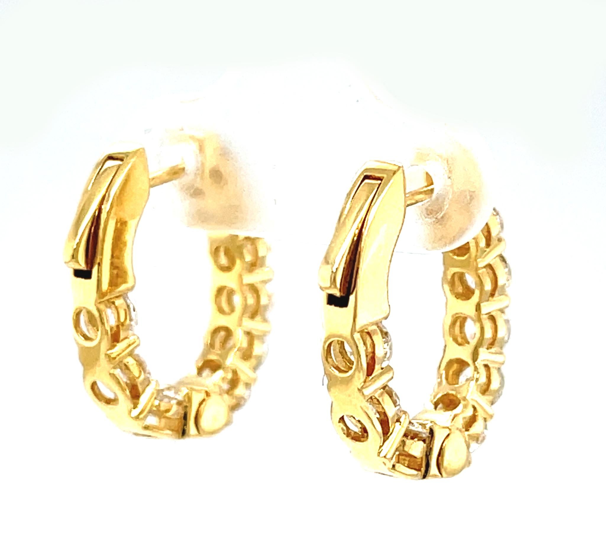 Diamond and 18k Yellow Gold Hoop Earrings, 2.31 Carats Total In New Condition For Sale In Los Angeles, CA