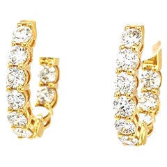 Diamond and 18k Yellow Gold Hoop Earrings, 2.31 Carats Total