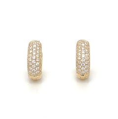 Boucles d'oreilles "Huggie" en or jaune 18k et diamant, 0,37 carats au total